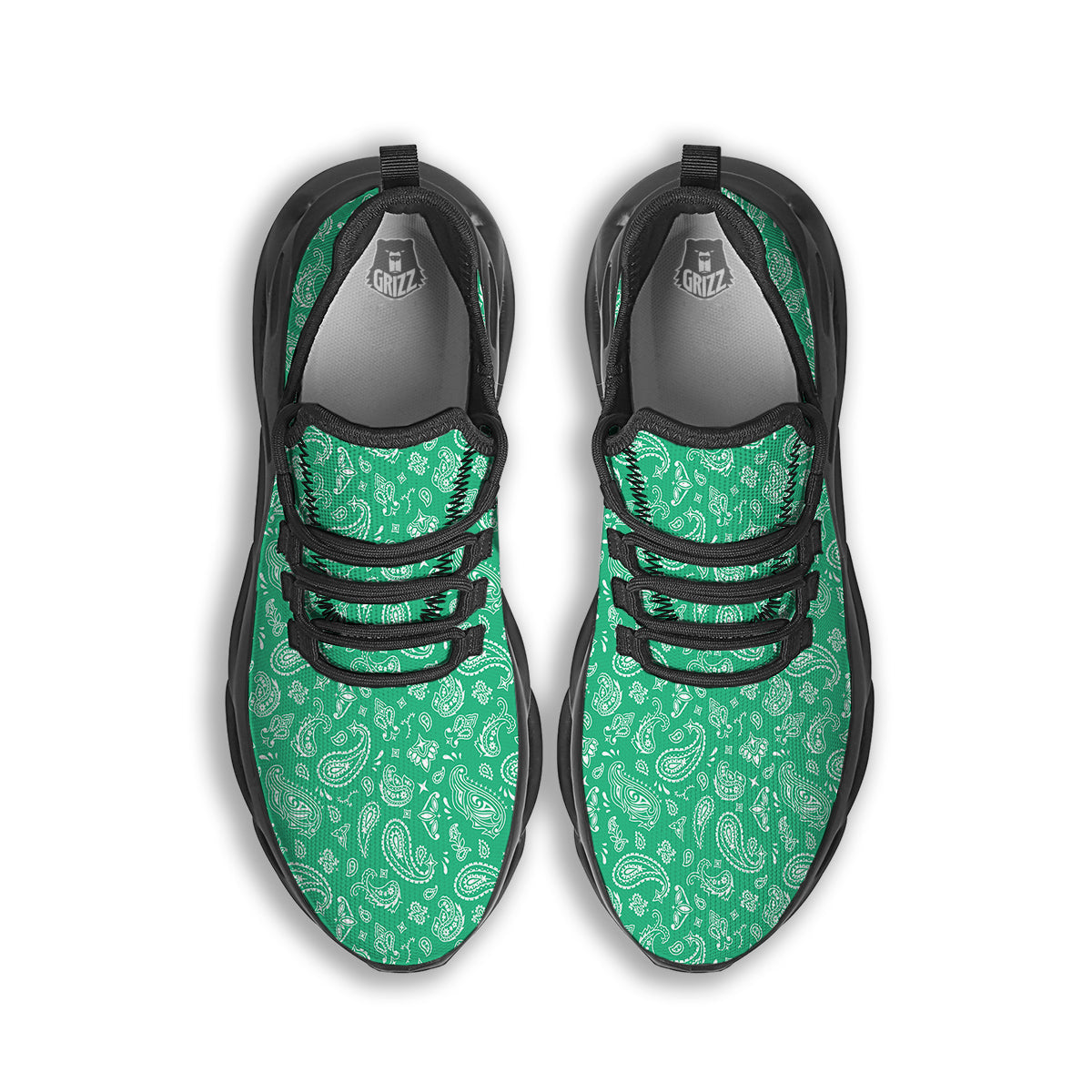 Jade Paisley Bandana Print Black Running Shoes-grizzshop