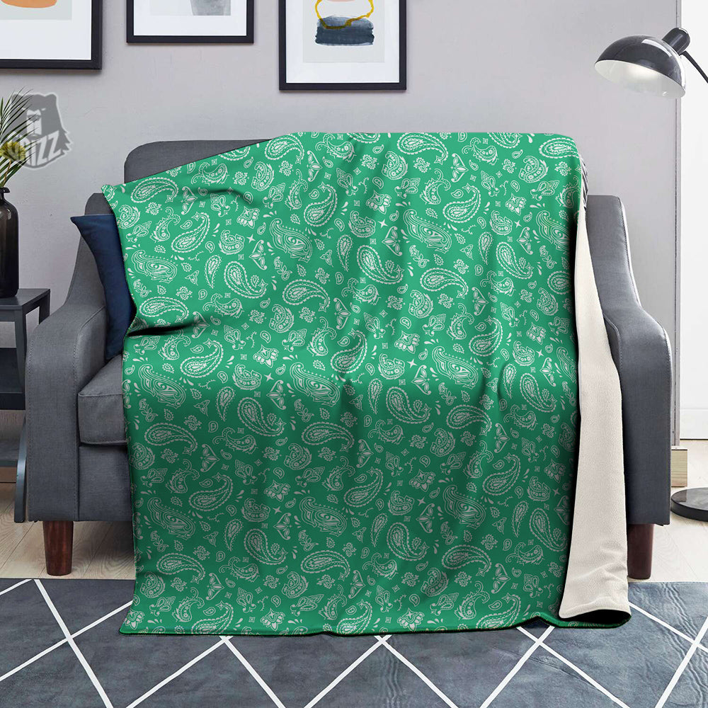 Jade Paisley Bandana Print Blanket-grizzshop