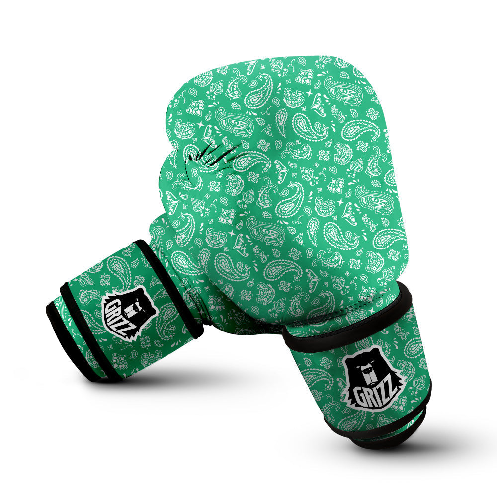 Jade Paisley Bandana Print Boxing Gloves-grizzshop