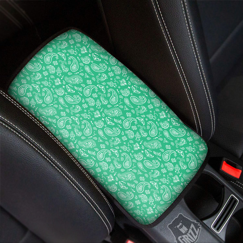 Jade Paisley Bandana Print Car Center Console Cover-grizzshop