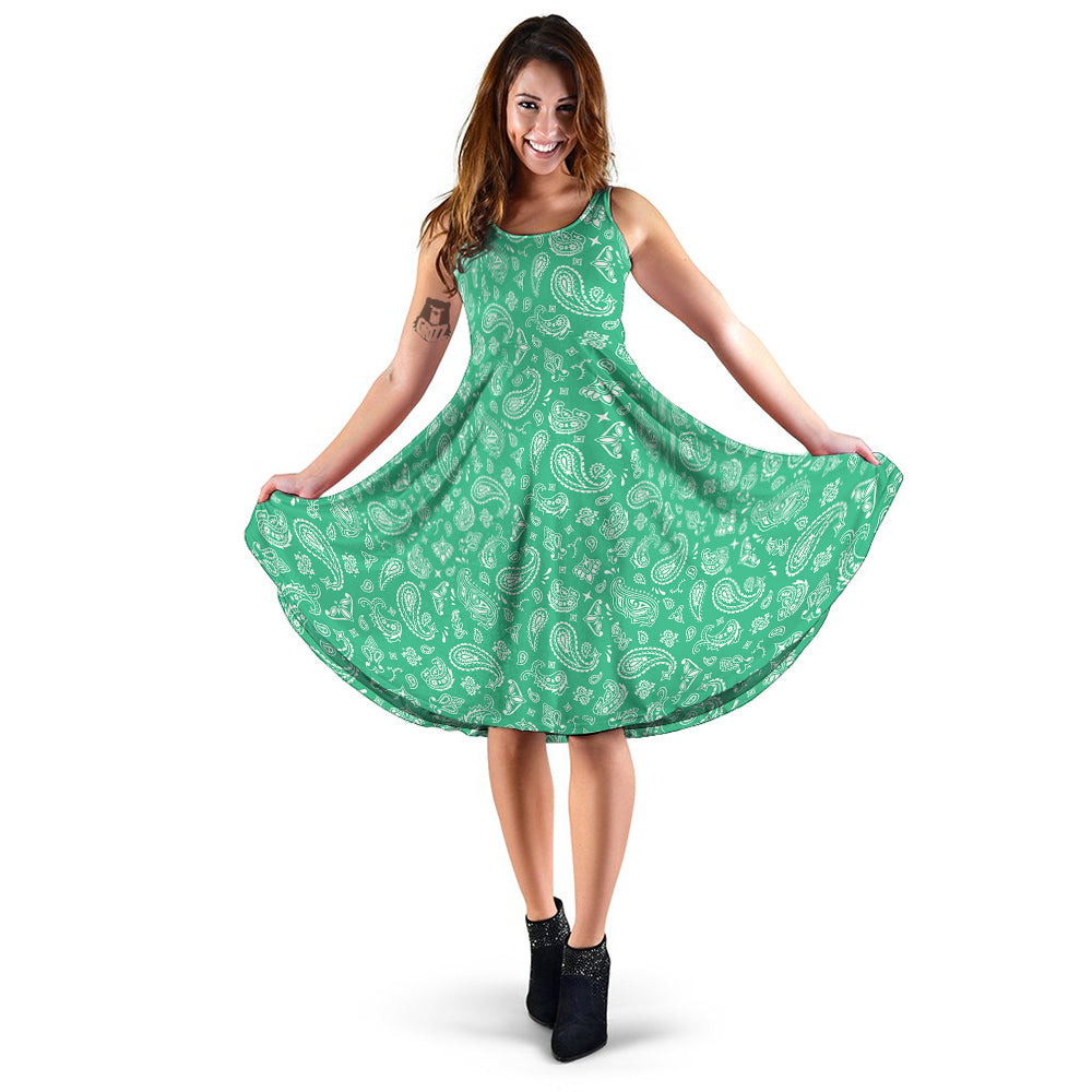 Jade Paisley Bandana Print Dress-grizzshop