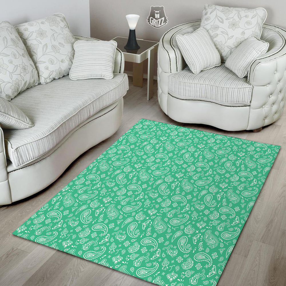 Jade Paisley Bandana Print Floor Mat-grizzshop