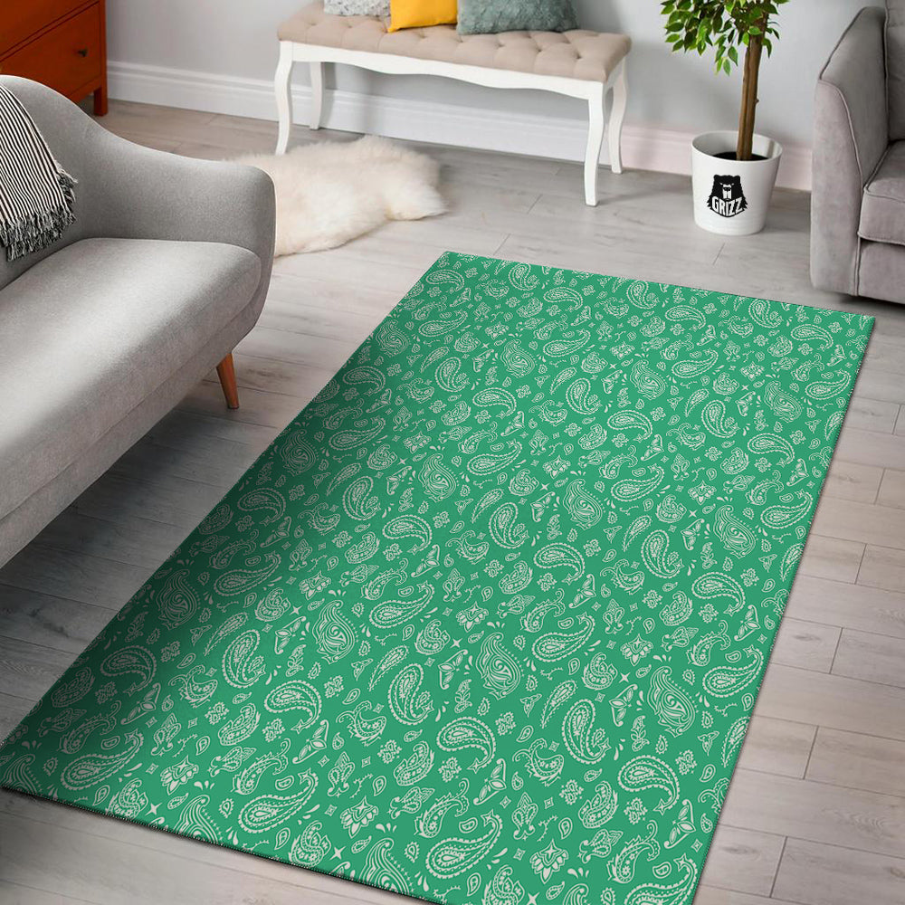 Jade Paisley Bandana Print Floor Mat-grizzshop