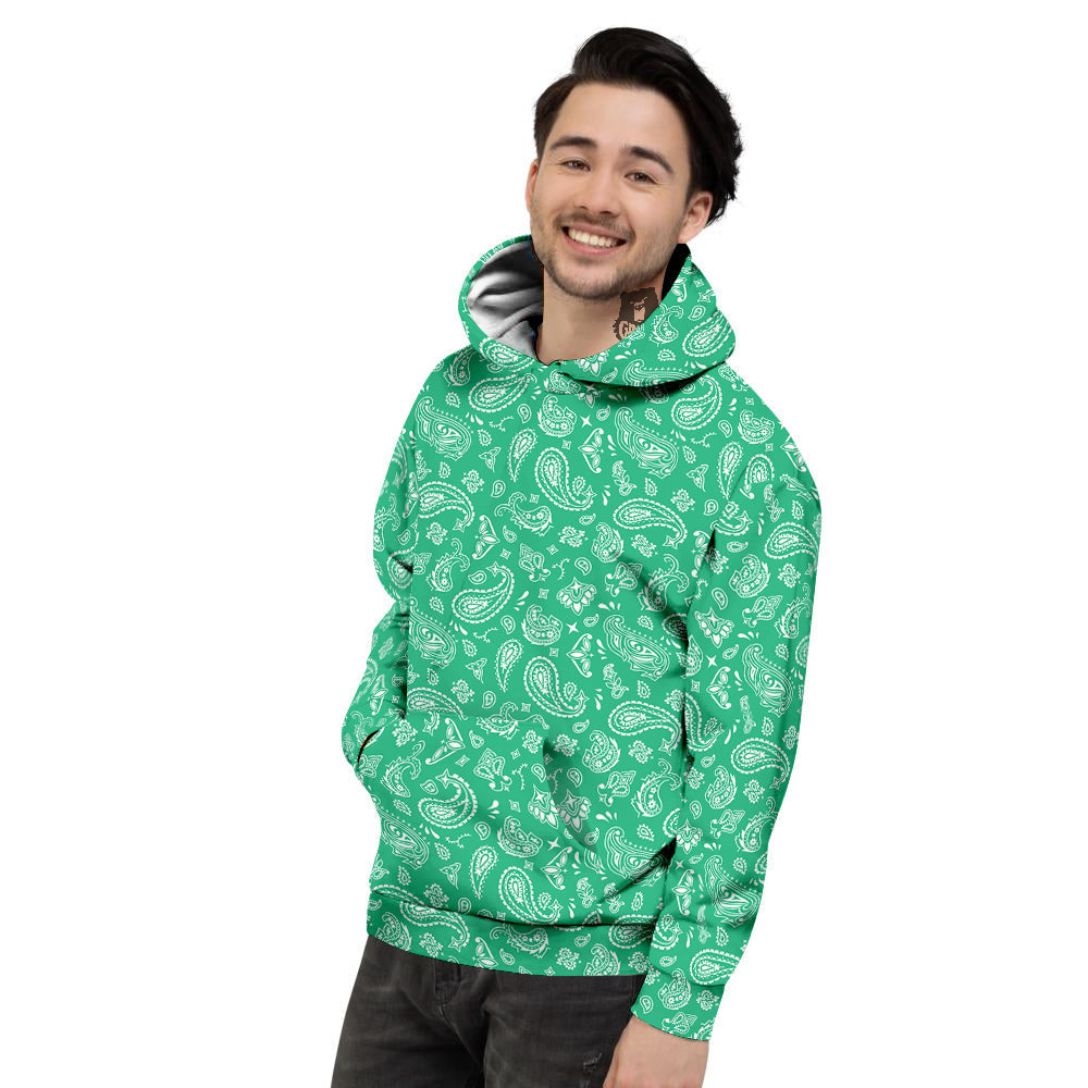 Jade Paisley Bandana Print Men's Hoodie-grizzshop