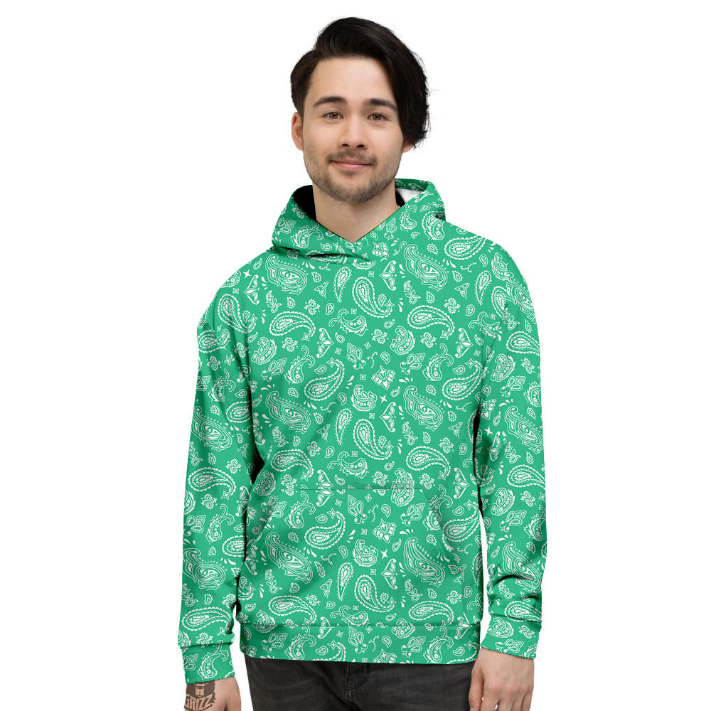 Jade Paisley Bandana Print Men's Hoodie-grizzshop