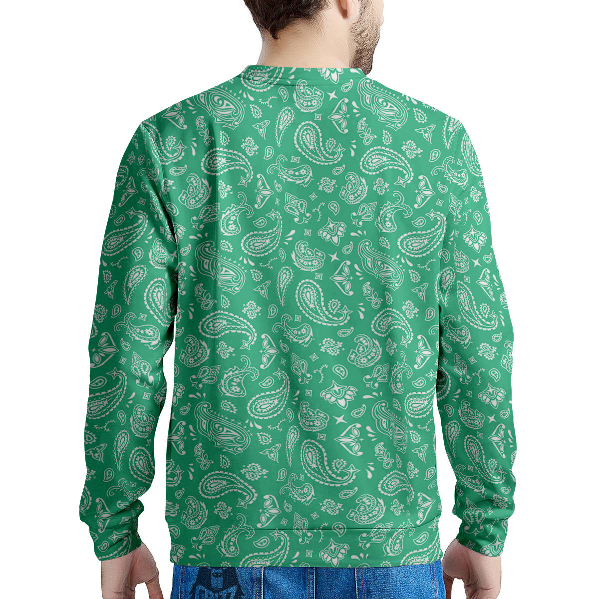 Jade Paisley Bandana Print Men's Sweatshirt-grizzshop