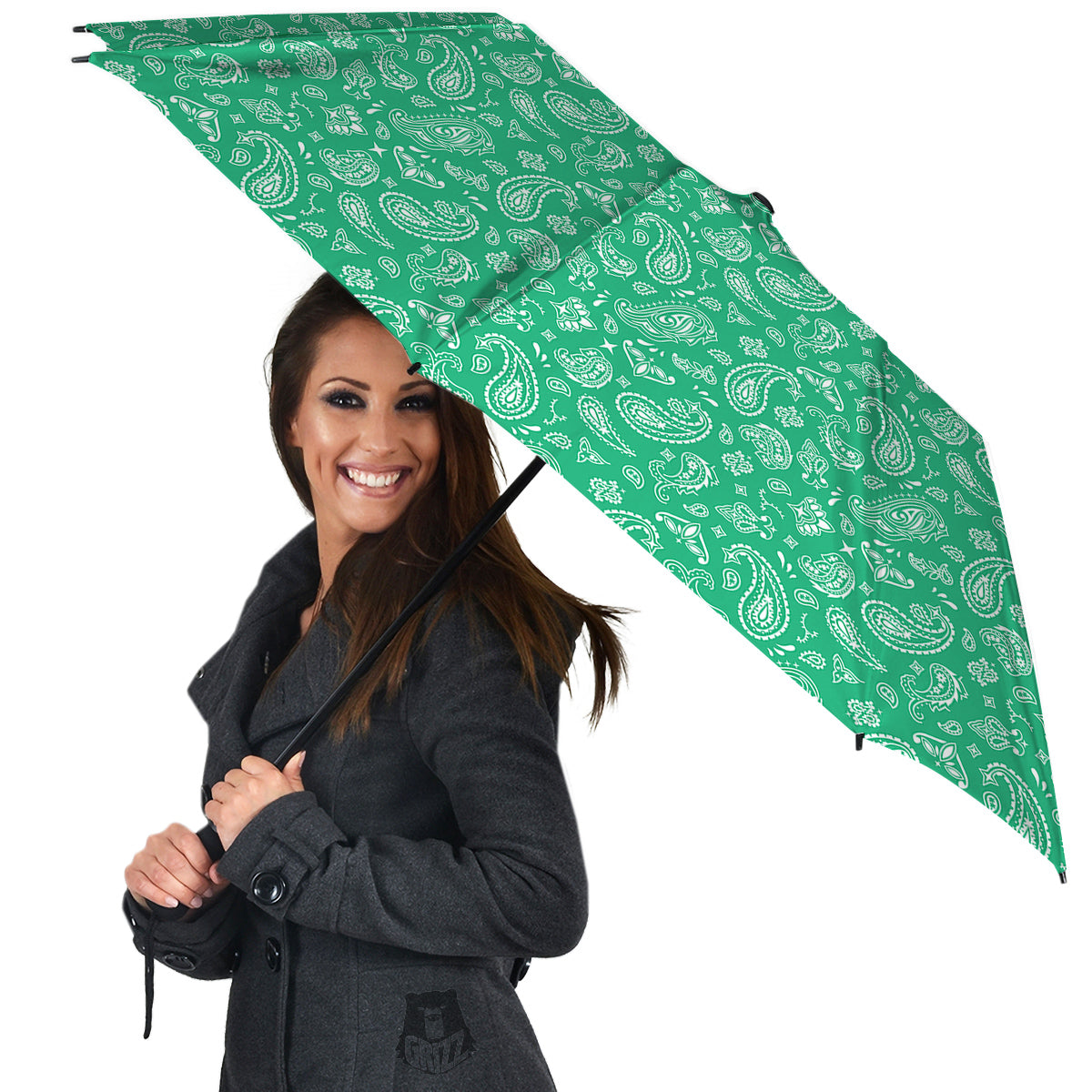 Jade Paisley Bandana Print Umbrella-grizzshop