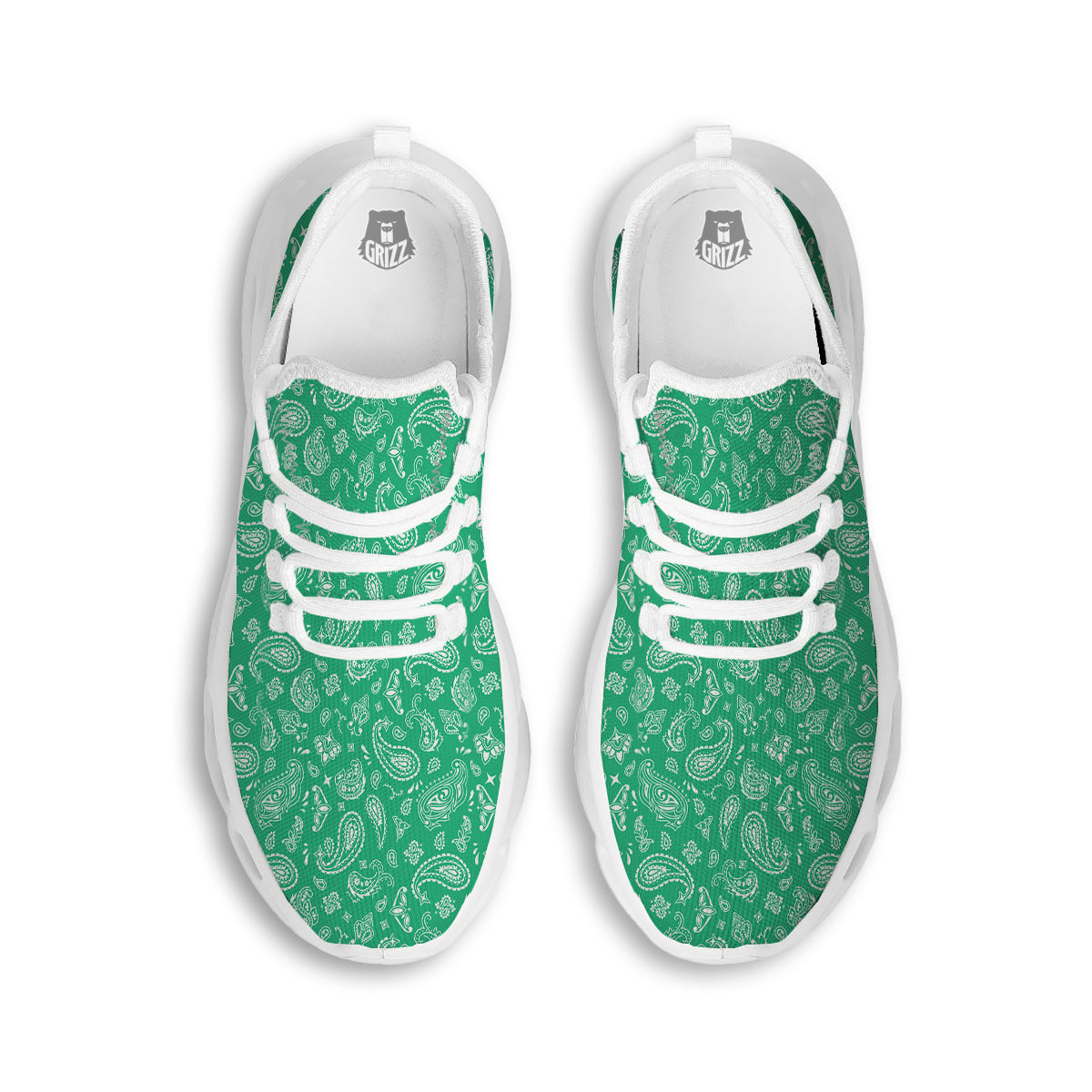 Jade Paisley Bandana Print White Running Shoes-grizzshop