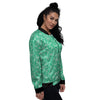 Jade Paisley Bandana Print Women's Bomber Jacket-grizzshop