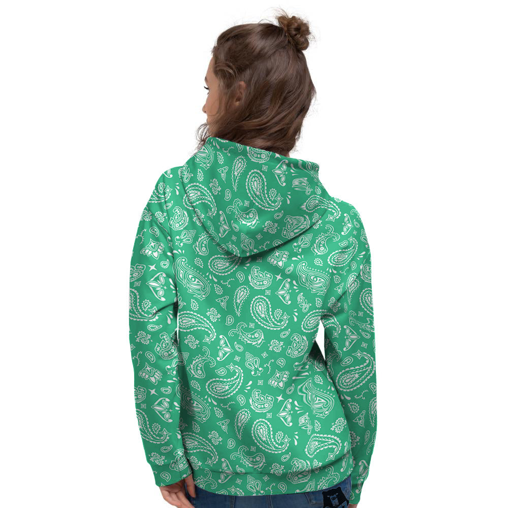 Jade Paisley Bandana Print Women's Hoodie-grizzshop