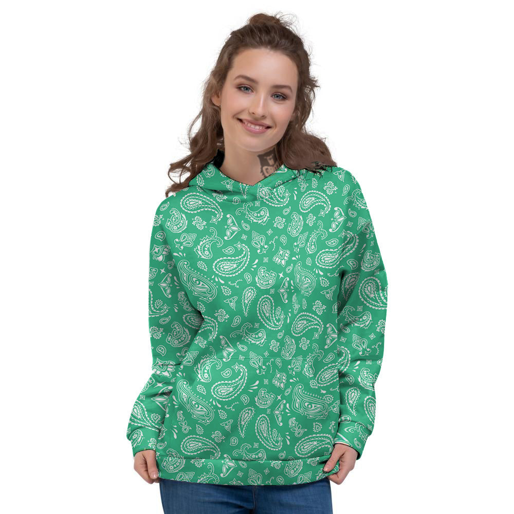 Jade Paisley Bandana Print Women's Hoodie-grizzshop