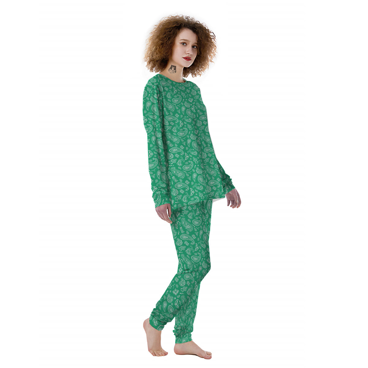 Jade Paisley Bandana Print Women's Pajamas-grizzshop