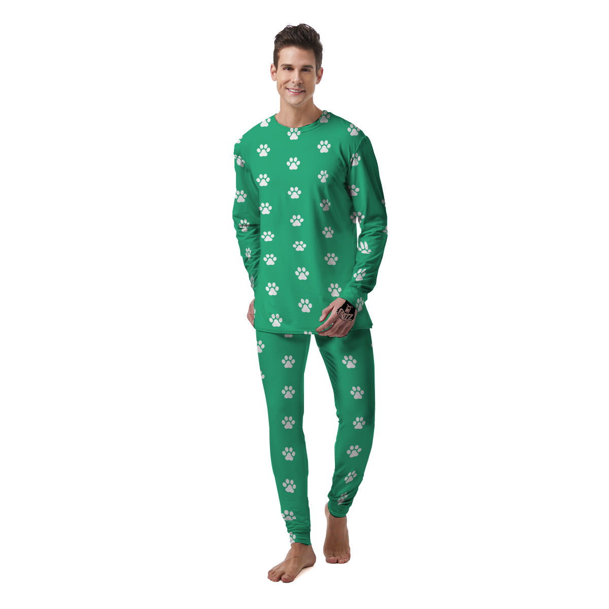 Jade Paw Print Men's Pajamas-grizzshop