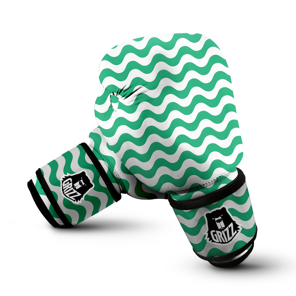 Jade Wave Striped Print Boxing Gloves-grizzshop