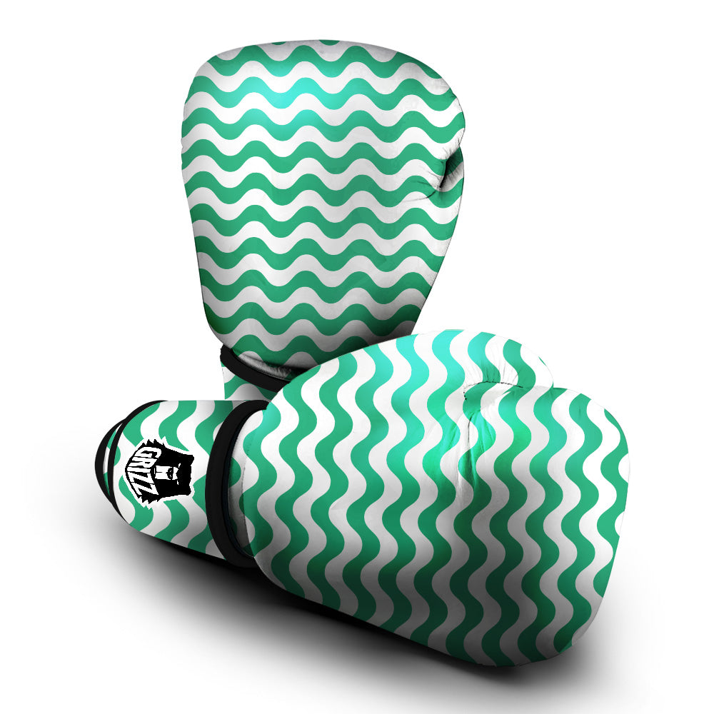Jade Wave Striped Print Boxing Gloves-grizzshop