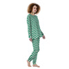 Jade Wave Striped Print Women's Pajamas-grizzshop