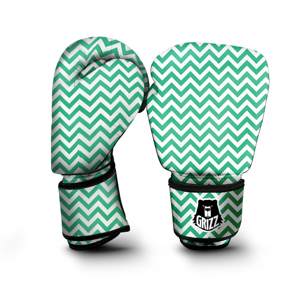 Jade Zigzag Print Pattern Boxing Gloves-grizzshop