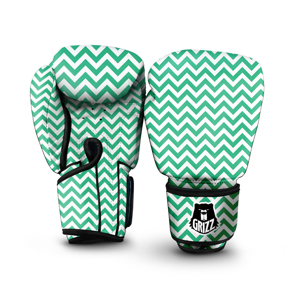 Jade Zigzag Print Pattern Boxing Gloves-grizzshop