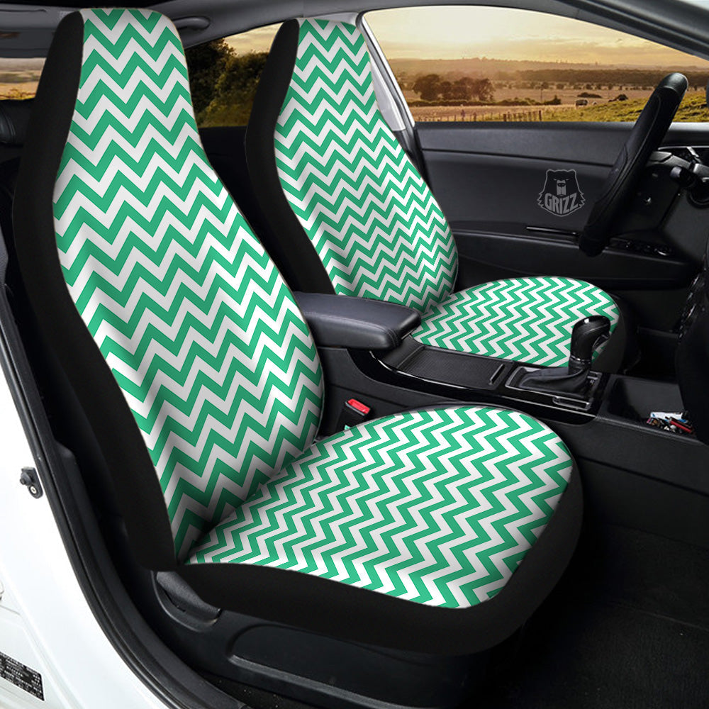Jade Zigzag Print Pattern Car Seat Covers-grizzshop
