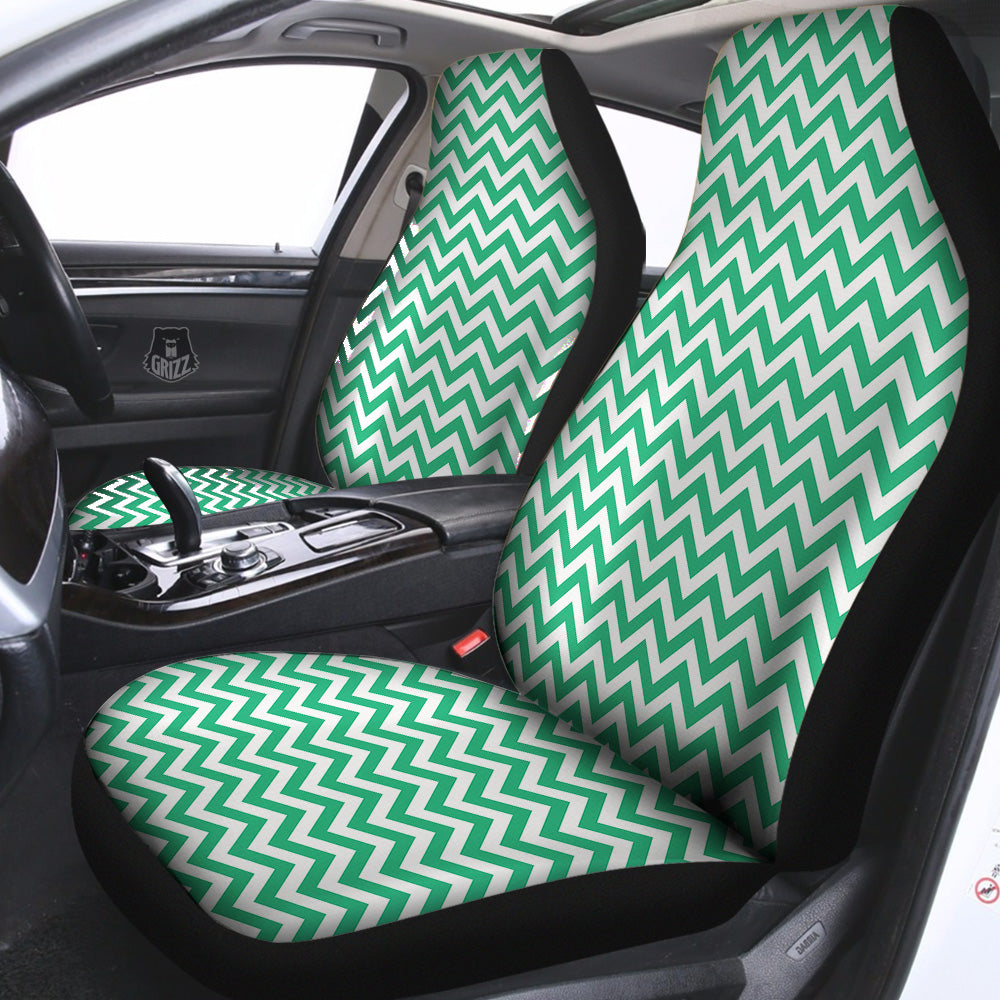 Jade Zigzag Print Pattern Car Seat Covers-grizzshop