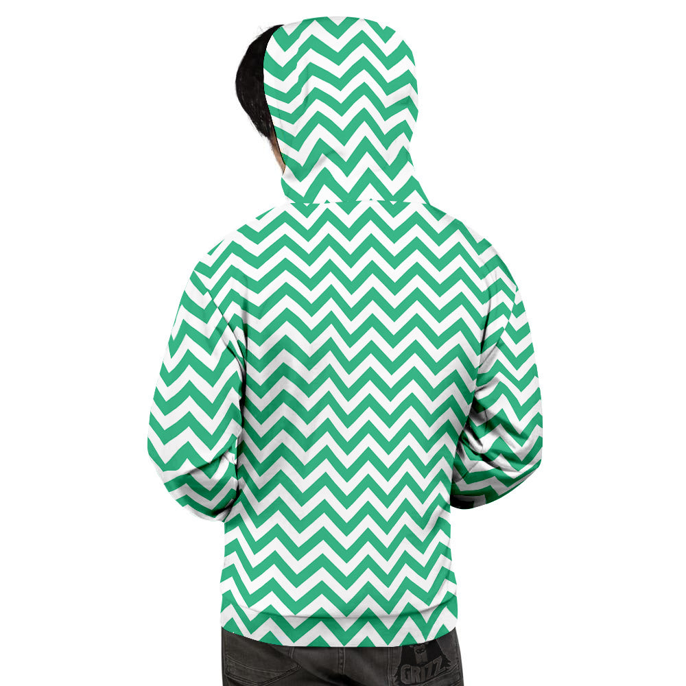 Jade Zigzag Print Pattern Men's Hoodie-grizzshop
