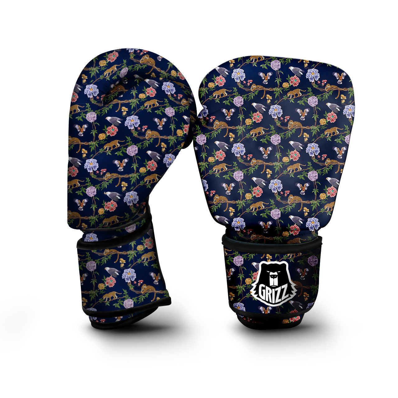 Jaguar And Eagle Print Pattern Boxing Gloves-grizzshop
