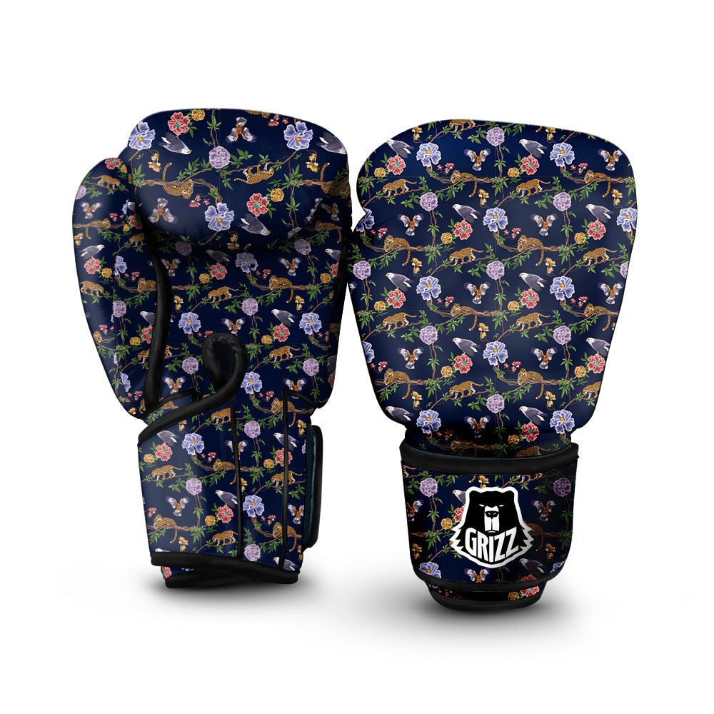 Jaguar And Eagle Print Pattern Boxing Gloves-grizzshop