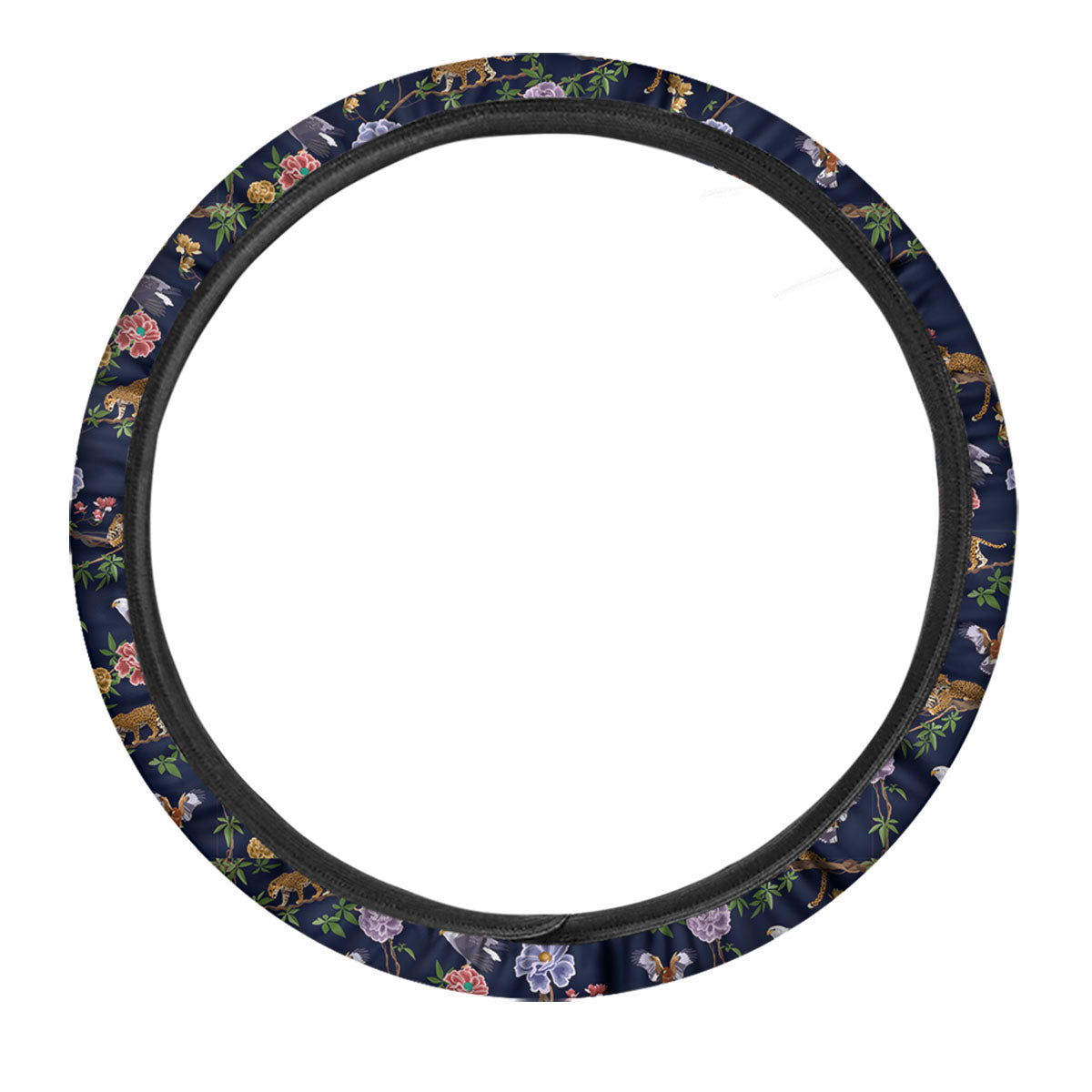 Jaguar And Eagle Print Pattern Car Steering Wheel Cover-grizzshop