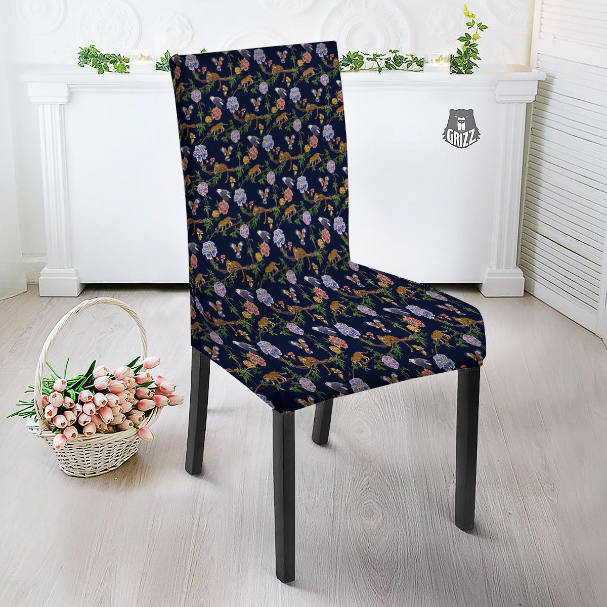 Jaguar And Eagle Print Pattern Dining Chair Slipcover-grizzshop