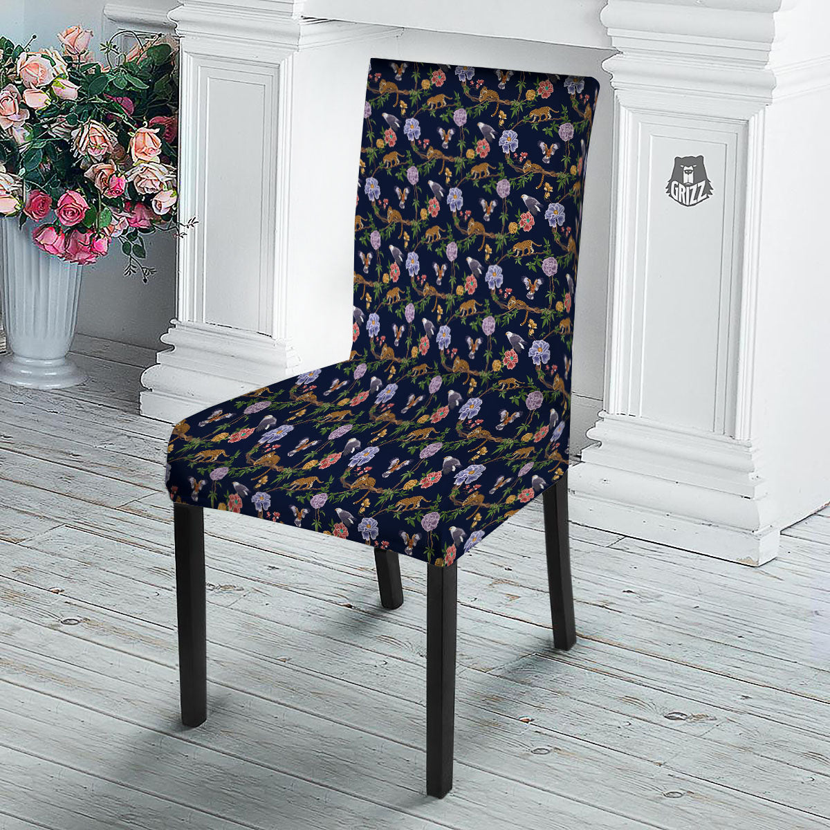 Jaguar And Eagle Print Pattern Dining Chair Slipcover-grizzshop
