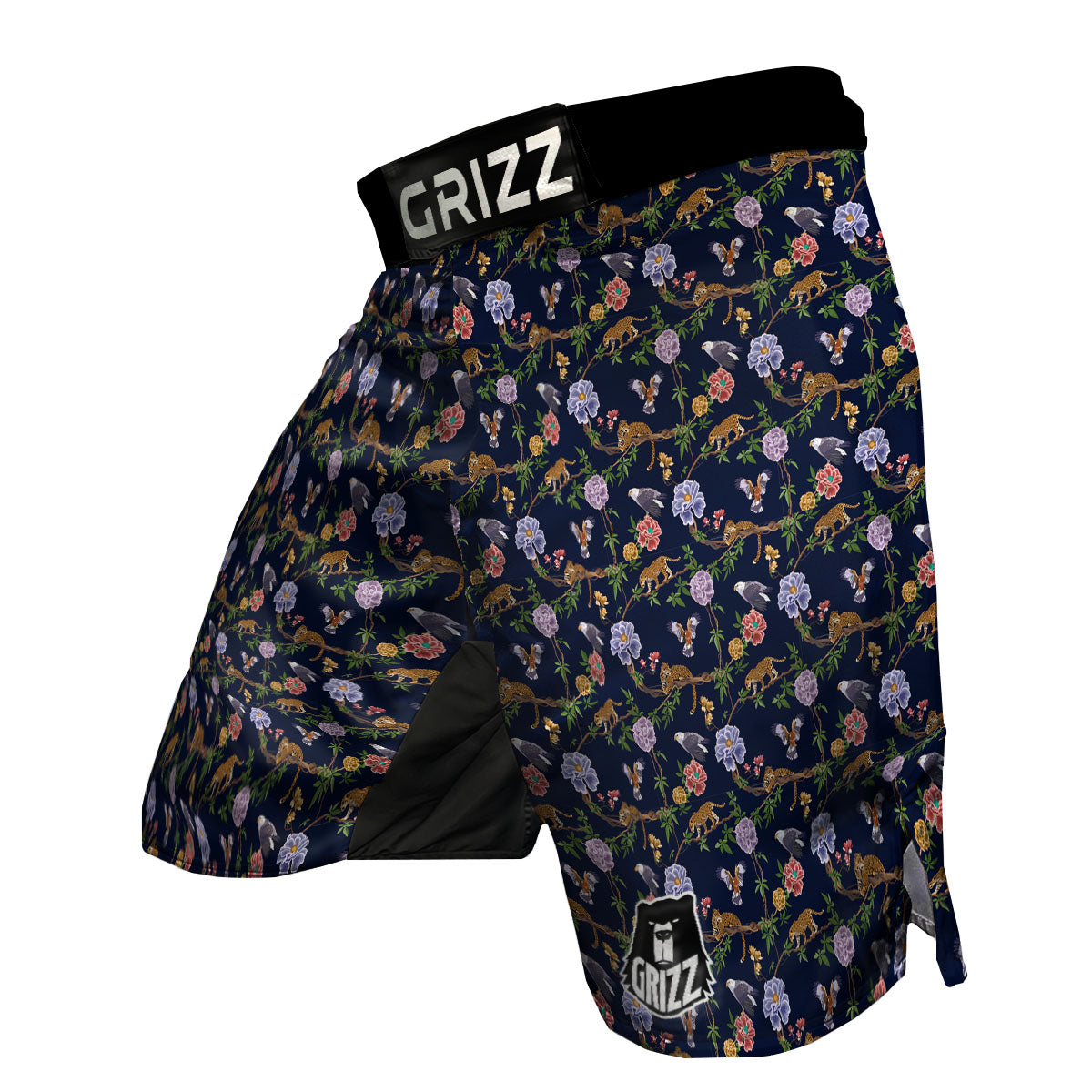 Jaguar And Eagle Print Pattern MMA Shorts-grizzshop