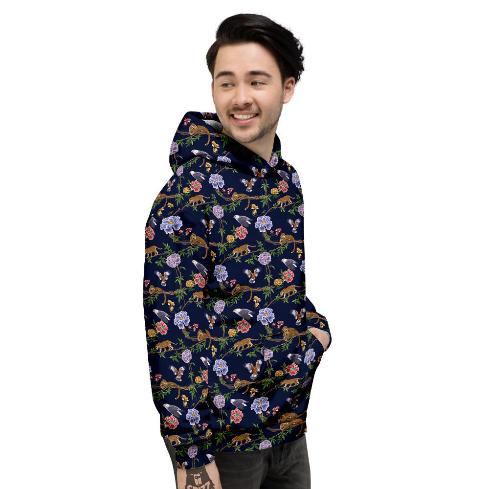 Jaguar And Eagle Print Pattern Men's Hoodie-grizzshop