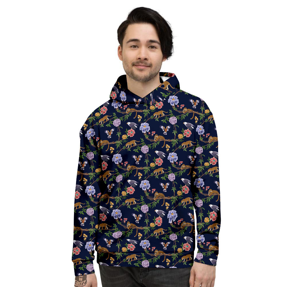 Jaguar And Eagle Print Pattern Men's Hoodie-grizzshop