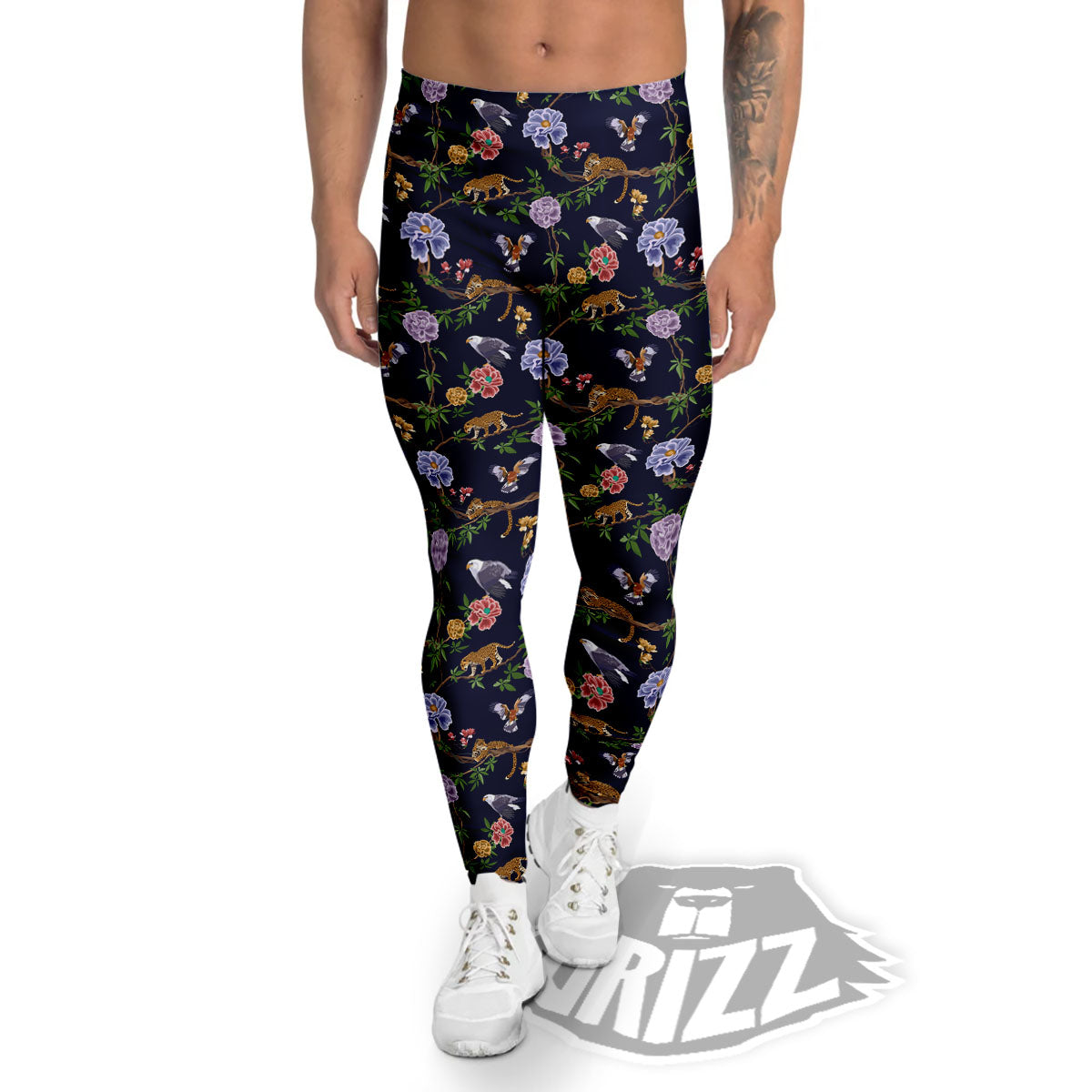 Jaguar And Eagle Print Pattern Men's Leggings-grizzshop