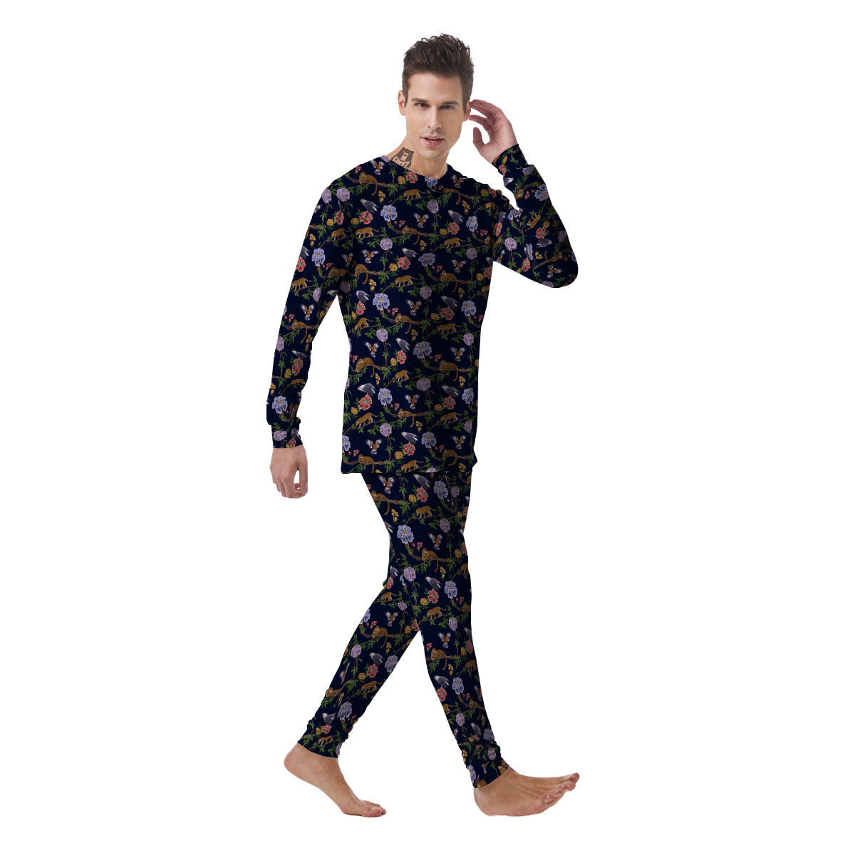 Jaguar And Eagle Print Pattern Men's Pajamas-grizzshop