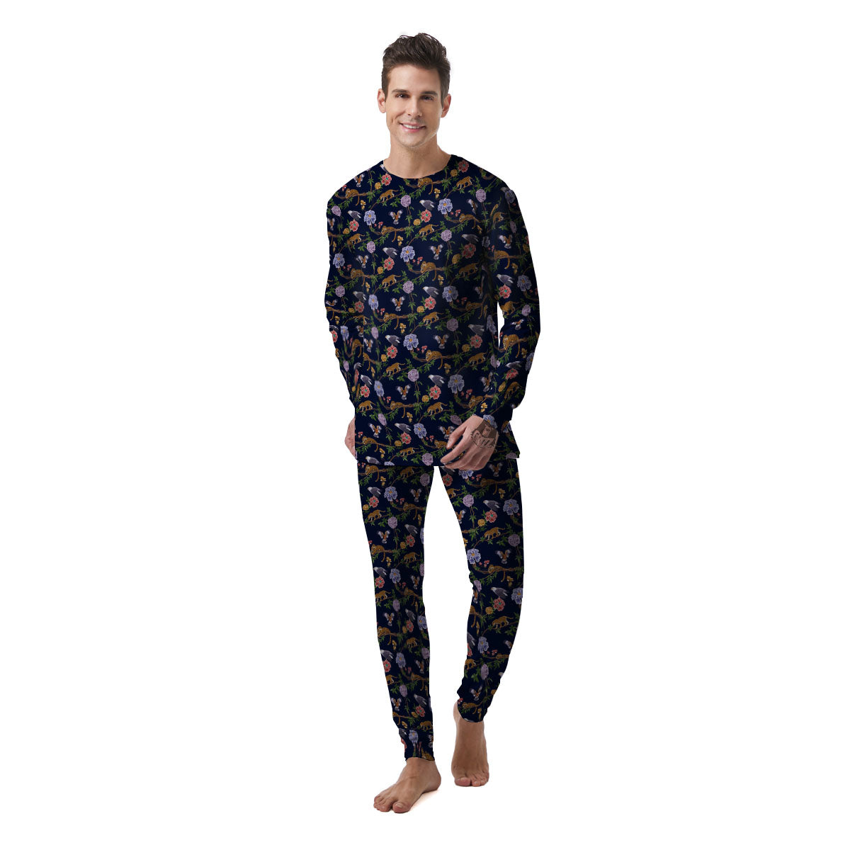 Jaguar And Eagle Print Pattern Men's Pajamas-grizzshop