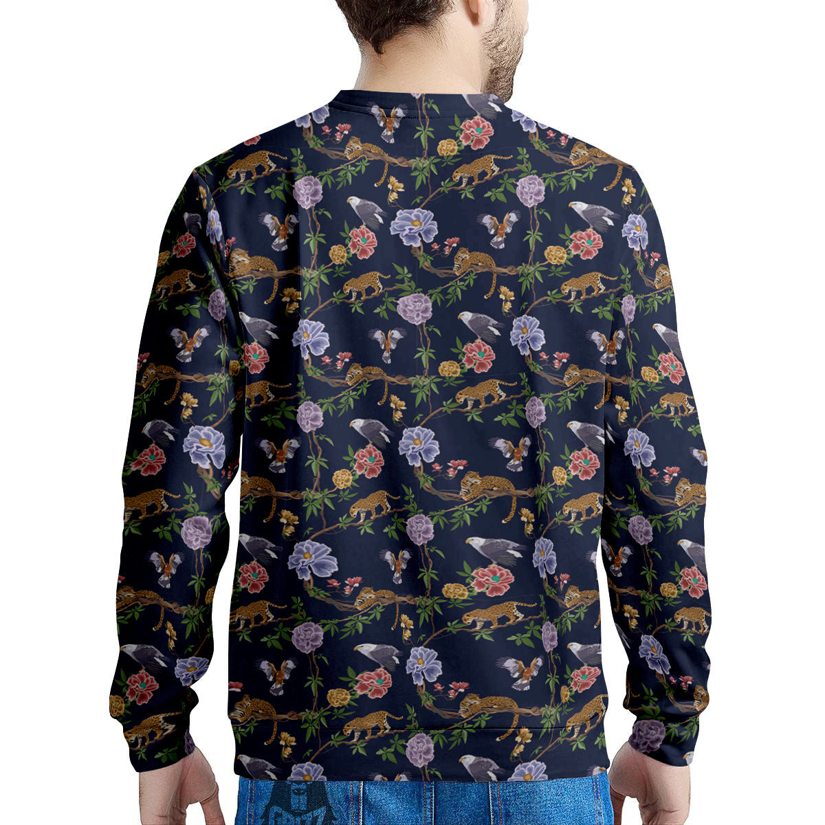 Jaguar And Eagle Print Pattern Men's Sweatshirt-grizzshop