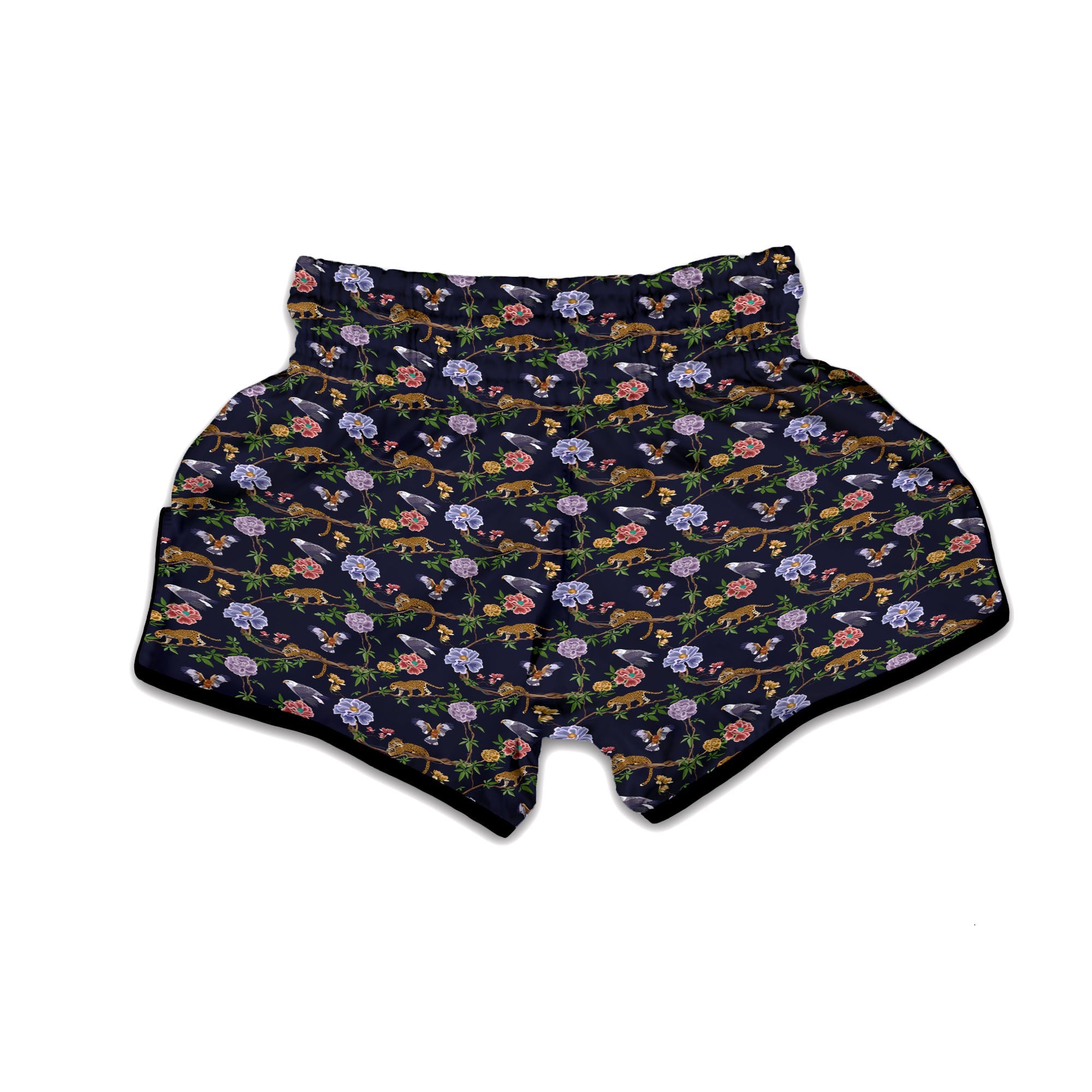 Jaguar And Eagle Print Pattern Muay Thai Boxing Shorts-grizzshop