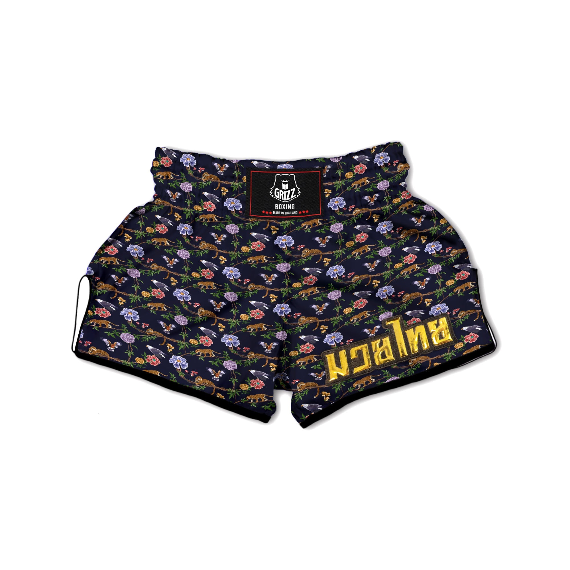 Jaguar And Eagle Print Pattern Muay Thai Boxing Shorts-grizzshop