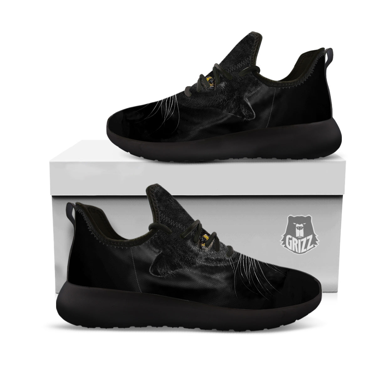 Jaguar Black Print Black Athletic Shoes-grizzshop