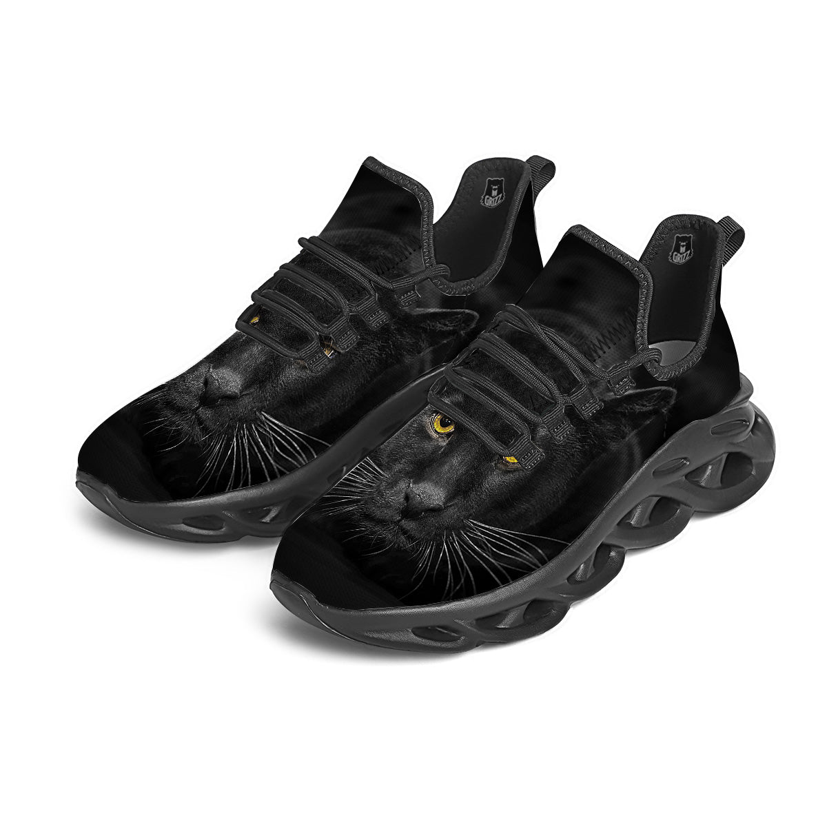 Jaguar Black Print Black Running Shoes-grizzshop