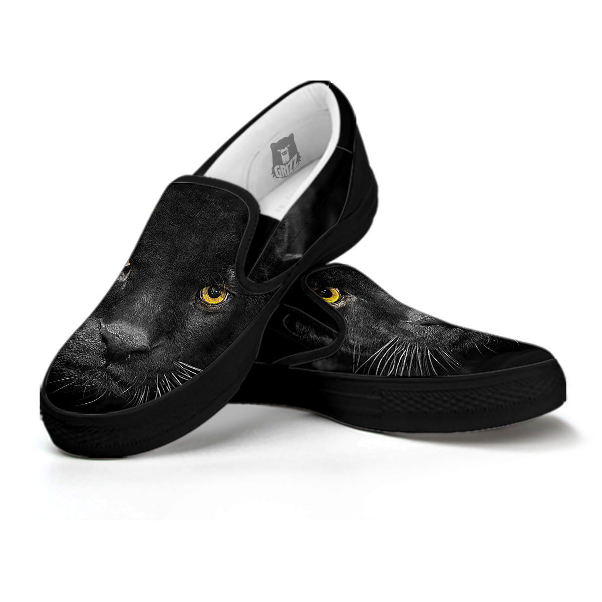 Jaguar Black Print Black Slip On Shoes-grizzshop