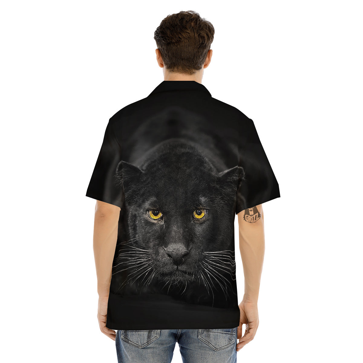 Jaguar Black Print Men's Hawaiian Shirt-grizzshop
