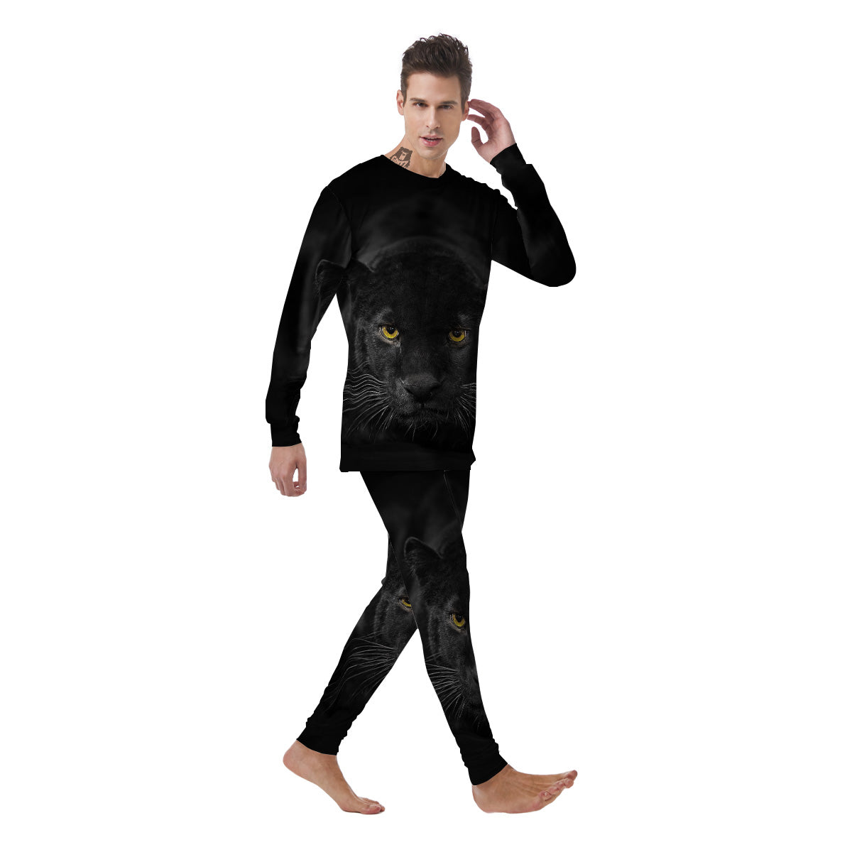 Jaguar Black Print Men's Pajamas-grizzshop