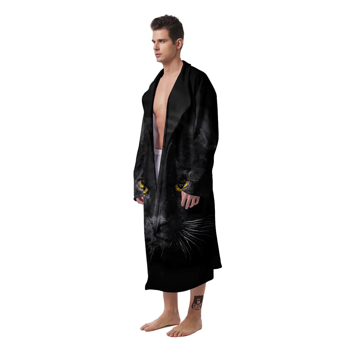 Jaguar Black Print Men's Robe-grizzshop