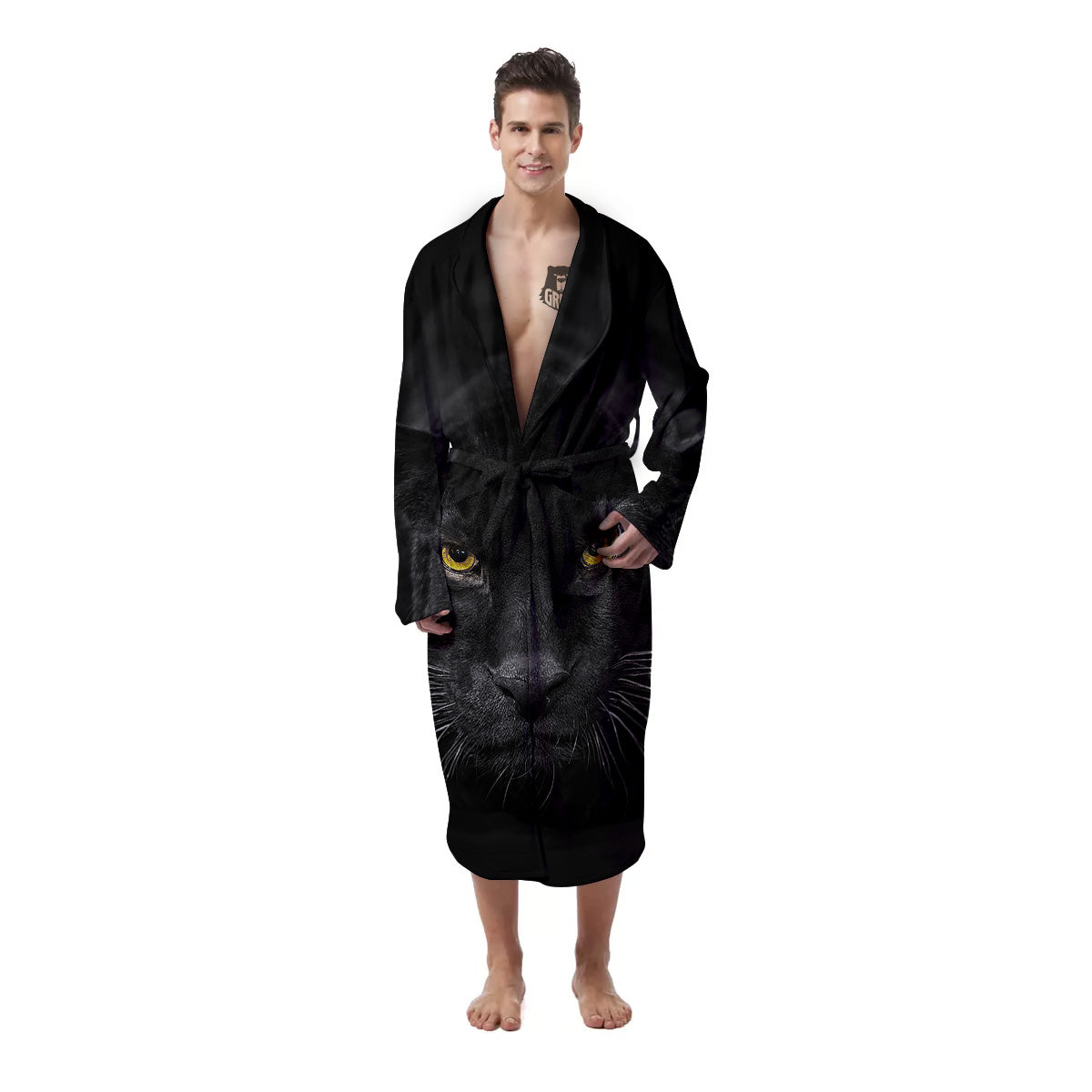 Jaguar Black Print Men's Robe-grizzshop