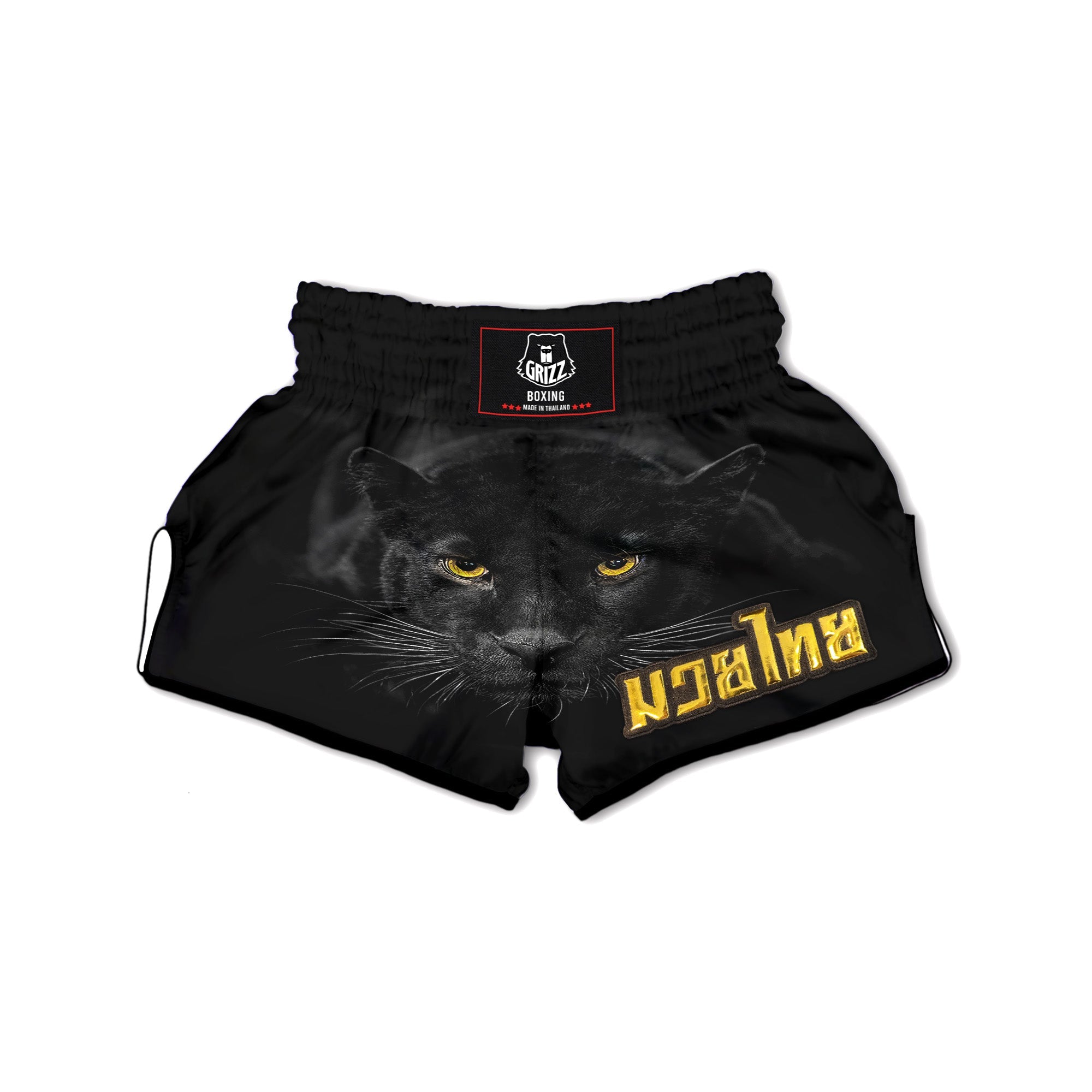 Jaguar Black Print Muay Thai Boxing Shorts-grizzshop