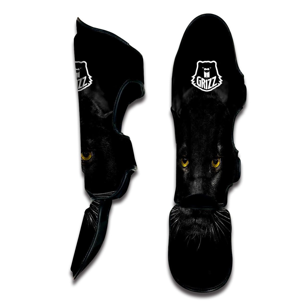 Jaguar Black Print Muay Thai Shin Guards-grizzshop