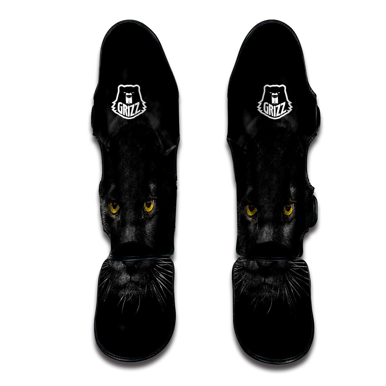 Jaguar Black Print Muay Thai Shin Guards-grizzshop