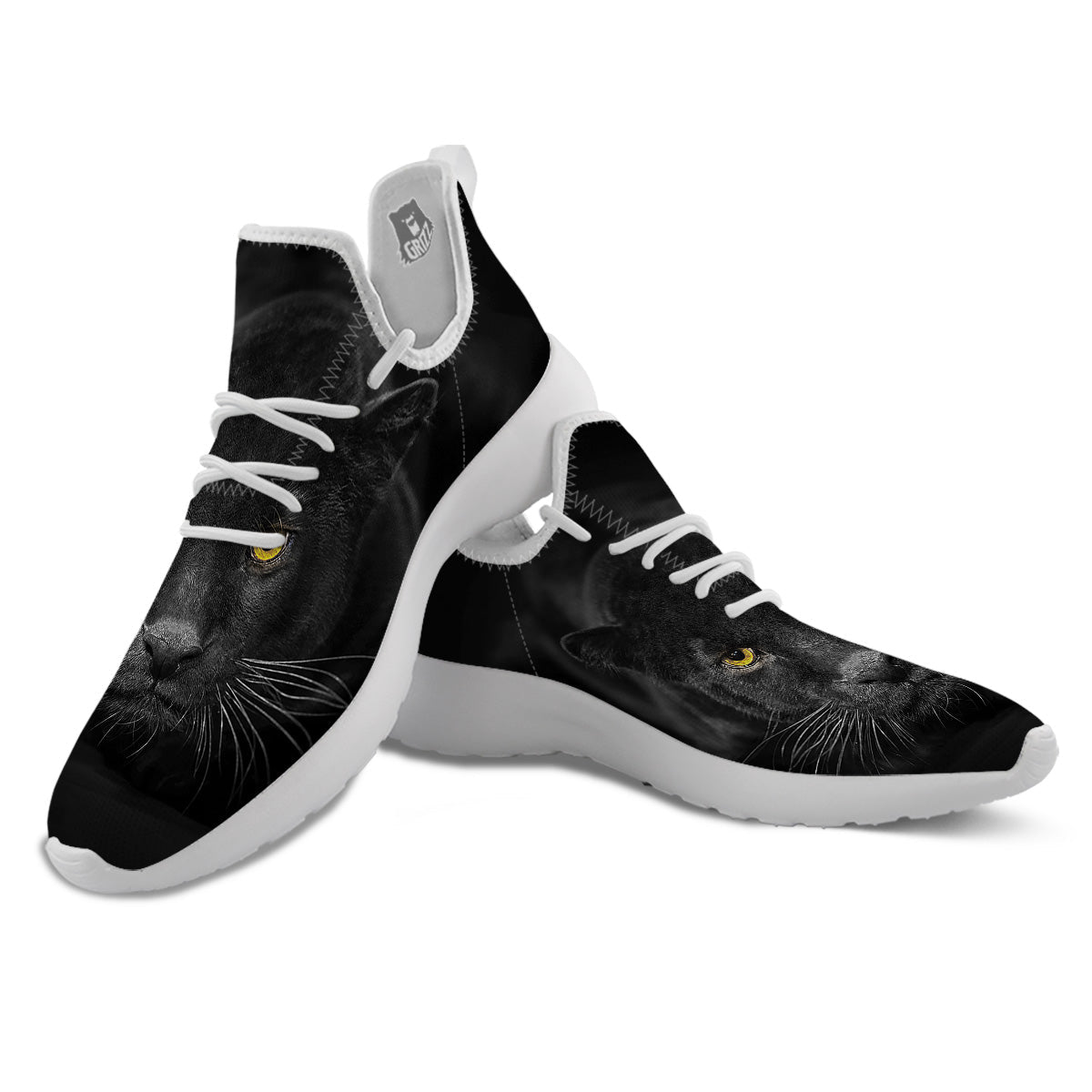 Jaguar Black Print White Athletic Shoes-grizzshop